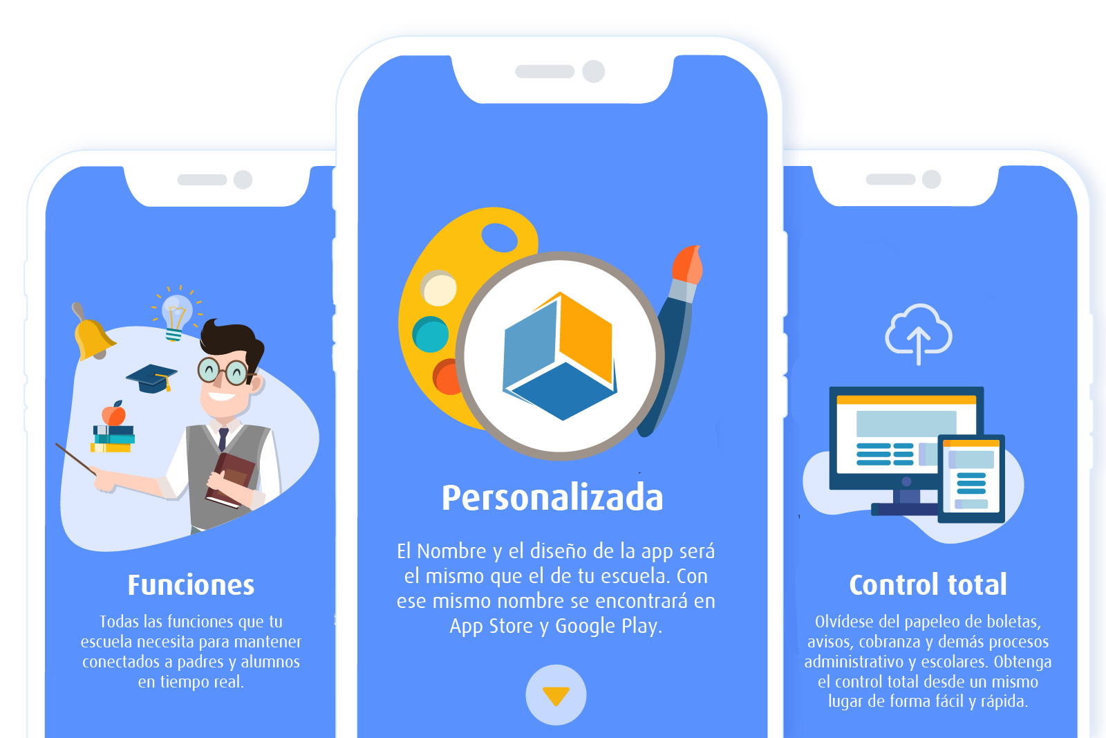 Una app personalizada para tu escuela. Con todas las funciones que necesita